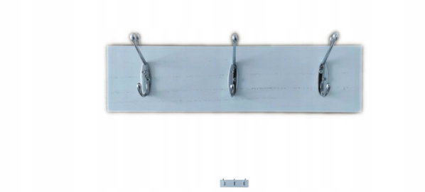 WIESZAK NA UBRANIA 3 HACZYKI METALOWE PŁYTA MDF BIAŁY 6 x 34.5x9CM