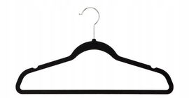 WIESZAK NA UBRANIA WELUROWY ANTYPOŚLIZGOWY metalowy haczyk CZARNY 1 szt