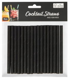 Słomki koktajlowe 50 sztuk na imprezy z papieru ekologiczne czarne