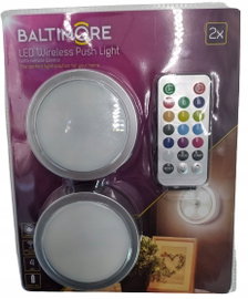 WIELOKOLOROWA BEZPRZEWODOWA LAMPKA LED x 2 szt Baltimore + PILOT SREBRNE