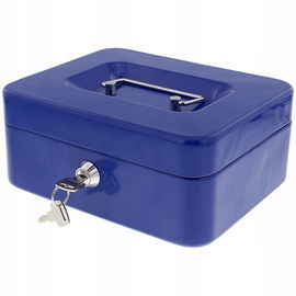 Metalowa Kaseta kasetka Skarbonka Mini Sejf NIEBIESKA DUŻA 20 x 16 x 9 cm
