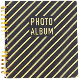 ALBUM FOTOGRAFICZNY ZDJĘCIA 120 zdjęć wsuwane czarny złote paski brokat