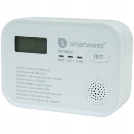 Czujnik tlenku węgla Smartwares alarm dźwiękowy wyświetlacz biały PD-8826