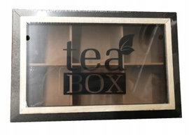 Drewniane Pudełko na Herbatę Herbaciarka Pojemnik Box Organizer TEA BRĄZ08