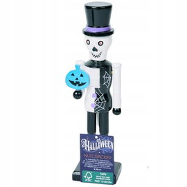 Dziadek do orzechów HALLOWEEN dyniowy biało czarny bałwan szkielet z drewna