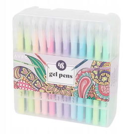 DŁUGOPISY ŻELOWE KOLOROWE BROKAT NEON METALICZNE BOX KOLORÓW 48 SZTUK AVEC