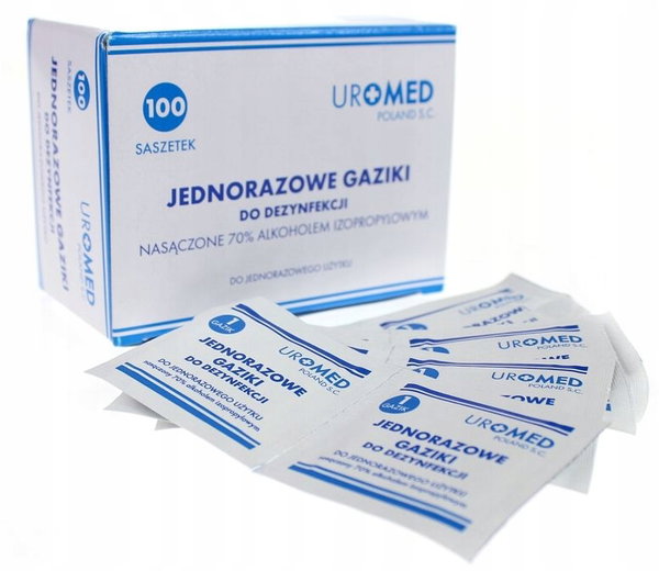 Gaziki do dezynfekcji 100 sztuk UROMED 100 SZTUK