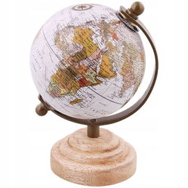 GLOBUS DEKORACYJNY 8 x 7,5 x 11 cm w kolorze białym na drewnianej nóżce