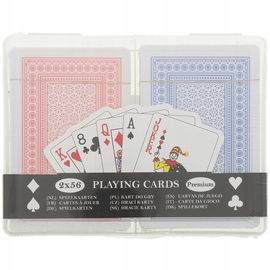Karty do gry plastikowe w etui 2 talie w pudełku poker remik pasjans tysiąc