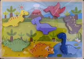 DREWNIANE PUZZLE XL KLOCKI 7 EL DINOZAURY MM 53 7elementów układanki