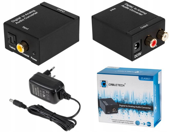 Konwerter audio Cabletech ZLA0857 audio 2xRCA jack 3,5 mm analogowo cyfrowy