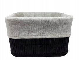 Koszyk bambusowy organizer z wyściółką do przechowywania czarny 12x14,5x20