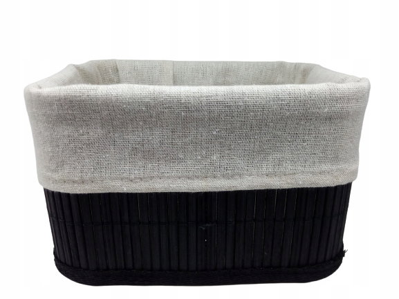 Koszyk bambusowy organizer z wyściółką do przechowywania czarny 12x14,5x20