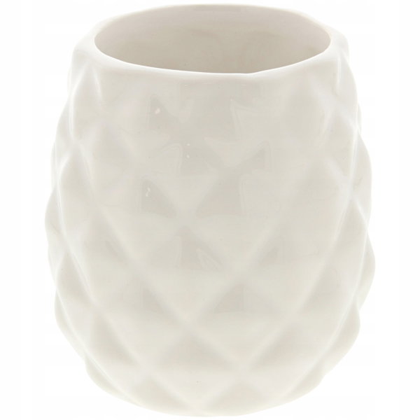 KUBEK POJEMNIK NA SZCZOTECZKĘ CERAMICZNY ŁAZIENKOWY BIAŁY WZÓR 006