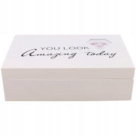 LUKSUSOWY ORGANIZER NA BIŻUTERIĘ + LUSTRO KUFER KUFEREK PUDŁO BIALY BOX YL