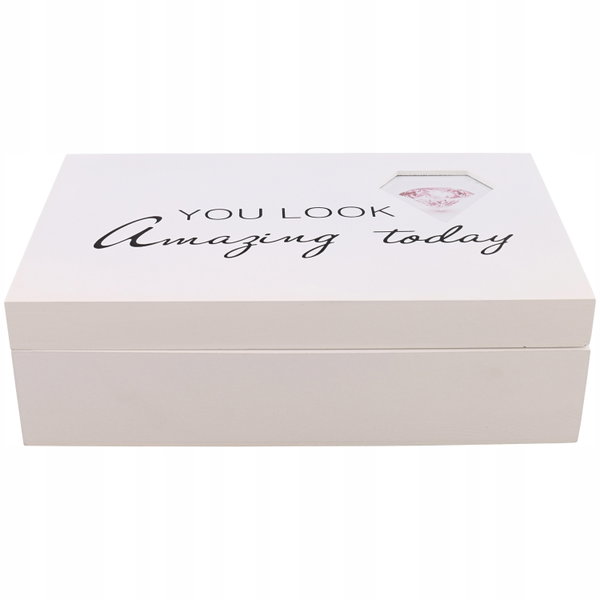 LUKSUSOWY ORGANIZER NA BIŻUTERIĘ + LUSTRO KUFER KUFEREK PUDŁO BIALY BOX YL