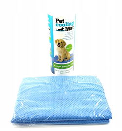 MATA CHŁODZĄCA DLA ZWIERZĄT W TUBIE 66 x 43 cm PIES KOT niebieska