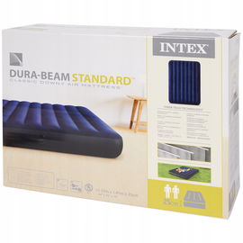 MATERAC DWUOSOBOWY MOCNY WYSOKI INTEX WELUROWY ZESTAW Z POMPĄ TŁOKOWĄ DUŻY