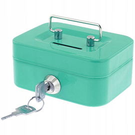 Mała Kasetka Skarbonka na pieniądze w zestawie 2 kluczyki kolor zielony