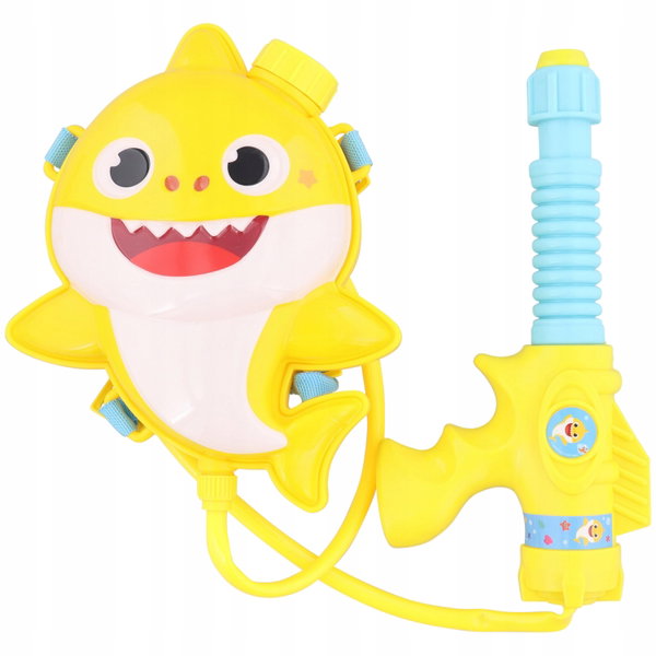 MIOTACZ NA WODĘ PISTOLET PLECAK BABY SHARK żółty Zabawka dla dzieci Prezent