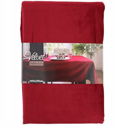 OBRUS AKSAMITNY MIĘKKI GLAMOUR 145 X 250 CM  W KOLORZE BORDOWYM BISKUPIM