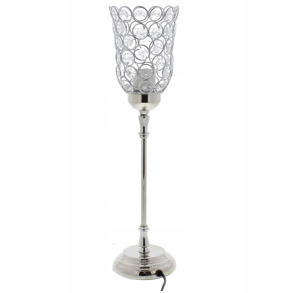 Lampka nocna kielich glamour srebrna cyrkonie dekoracja home decor