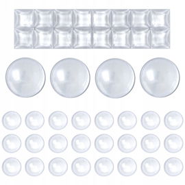 ODBOJNIKI GUMOWE TRANSPARENTNE SILIKONOWE SAMOPRZYLEPNE 44 sztuki 3 WERSJE