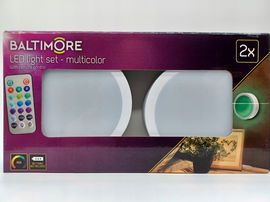 LAMPY BEZPRZEWODOWE WIELOKOLOROWE LED Z PILOTEM NA BATERIE BALTIMORE 2SZT B