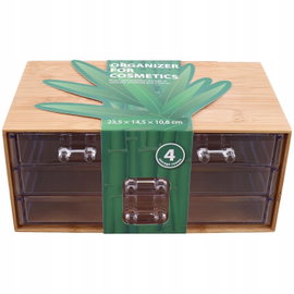 ORGANIZER NA KOSMETYKI BAMBUSOWY Z 4 SZUFLADKAMI EKO 23,5 x 14,5 x 10,8 cm