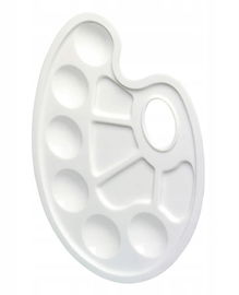 Paleta malarska uniwersalna plastikowa biała otwór na kciuk 10 przegród