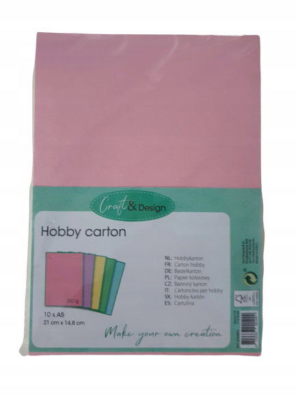 PAPIER kolorowy hobby carton A5 kolory PASTEL