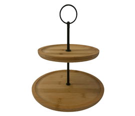 Patera dwupoziomowa z drewna bambusowego wys 23,5cm EXCELLENT prezent