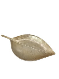 PATERA TALERZ TACA DEKORACJA DUŻY LIŚĆ REALNY ZŁOTY NA PREZENT 44 X 23 CM
