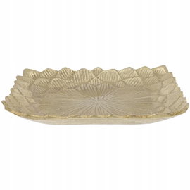 PIĘKNA TACA PATERA METALOWA KWADRATOWA GLAMOUR ZŁOTA WZÓR 15x15cm