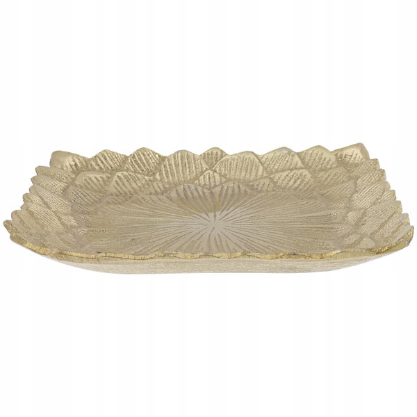 PIĘKNA TACA PATERA METALOWA KWADRATOWA GLAMOUR ZŁOTA WZÓR 15x15cm