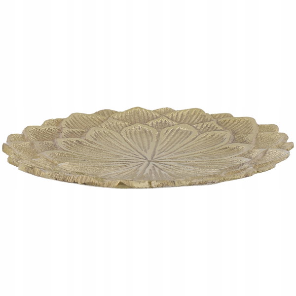 PIĘKNA TACA PATERA METALOWA OKRĄGŁA WZÓR GLAMOUR ZŁOTA 15x15cm