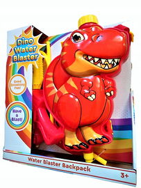 PISTOLET KARABIN MIOTACZ NA WODĘ PLECAK DINOZAUR T-REX CZERWONY
