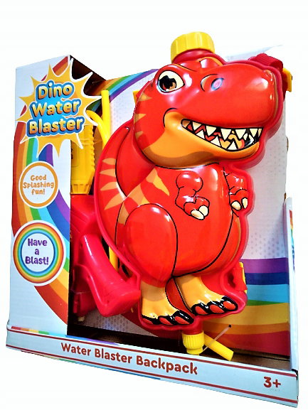 PISTOLET KARABIN MIOTACZ NA WODĘ PLECAK DINOZAUR T-REX CZERWONY