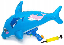PISTOLET NA WODĘ DMUCHANY NIEBIESKI DELFIN Z POMPKĄ W ZESTAWIE MAX. 72 CM