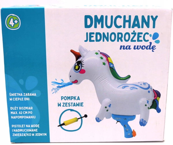 PISTOLET NA WODĘ POMPOWANY BIAŁY JEDNOROŻEC Z POMPKĄ MAX. 62 CM DLA DZIECI
