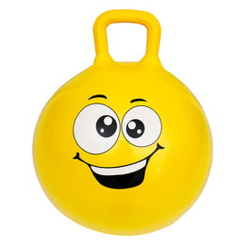 Piłka do skakania gumowa skacząca dla dzieci 45cm żółta z buźką uśmiech 086