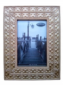 RAMKA NA ZDJĘCIA 17 X 21,5 Z OZDOBNĄ ZŁOTĄ RAMKĄ W STYLU GLAMOUR PIĘKNA