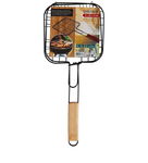 Ruszt do Grilla dwustronny zamykany drewniana rączka 47 x 20 x 1,5 cm BBQ