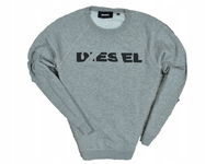 DIESEL Szara Logowana Bluza Męska Crewneck / L