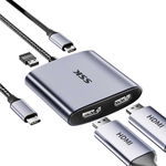 SSK Wieloportowy adapter USB C na podwójny HDMI 4K/60Hz z PD 100 W