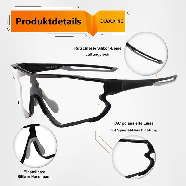 DUDUKING Okulary przeciwsłoneczne samonapięciowe polaryzacyjne rowerowe