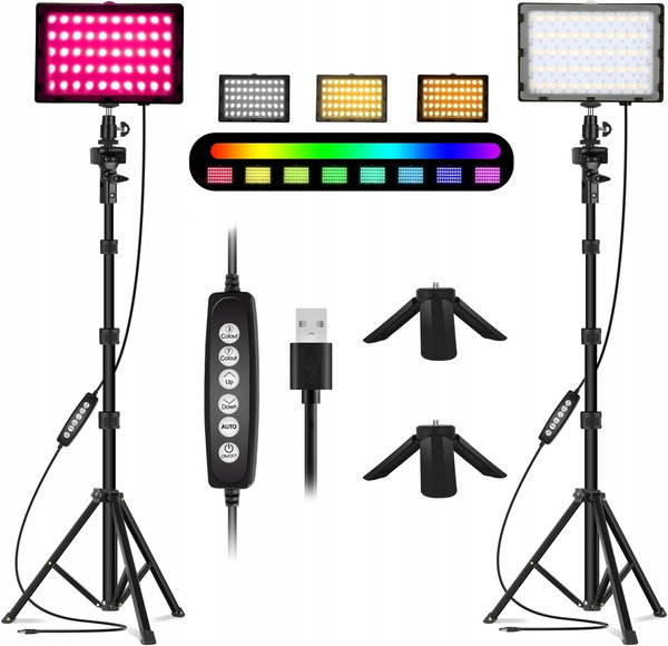 LAMPA WIDEO EMART LED USB Z REGULOWANYM STATYWEM, 5600 K
