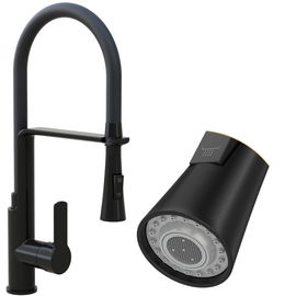 BATERIA KUCHENNA Z WYCIĄGANĄ WYLEWKĄ CZARNA KRAN DWUFUNKCYJNY VEGAS