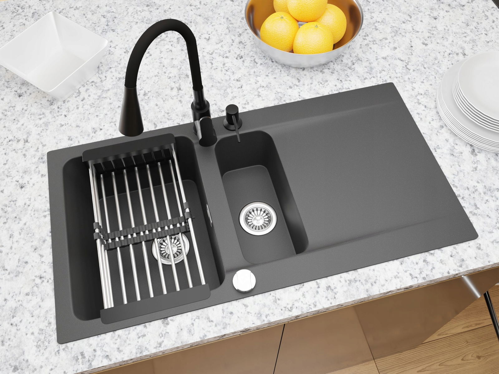 GRANITAN zlewozmywak Franke Orion OID 651-100 czarny onyx kwarc