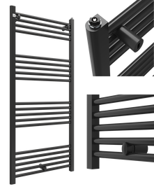 GRZEJNIK ŁAZIENKOWY 60/130 cm CZARNY KALORYFER DRABINKOWY NOWOCZESNY PUERTO